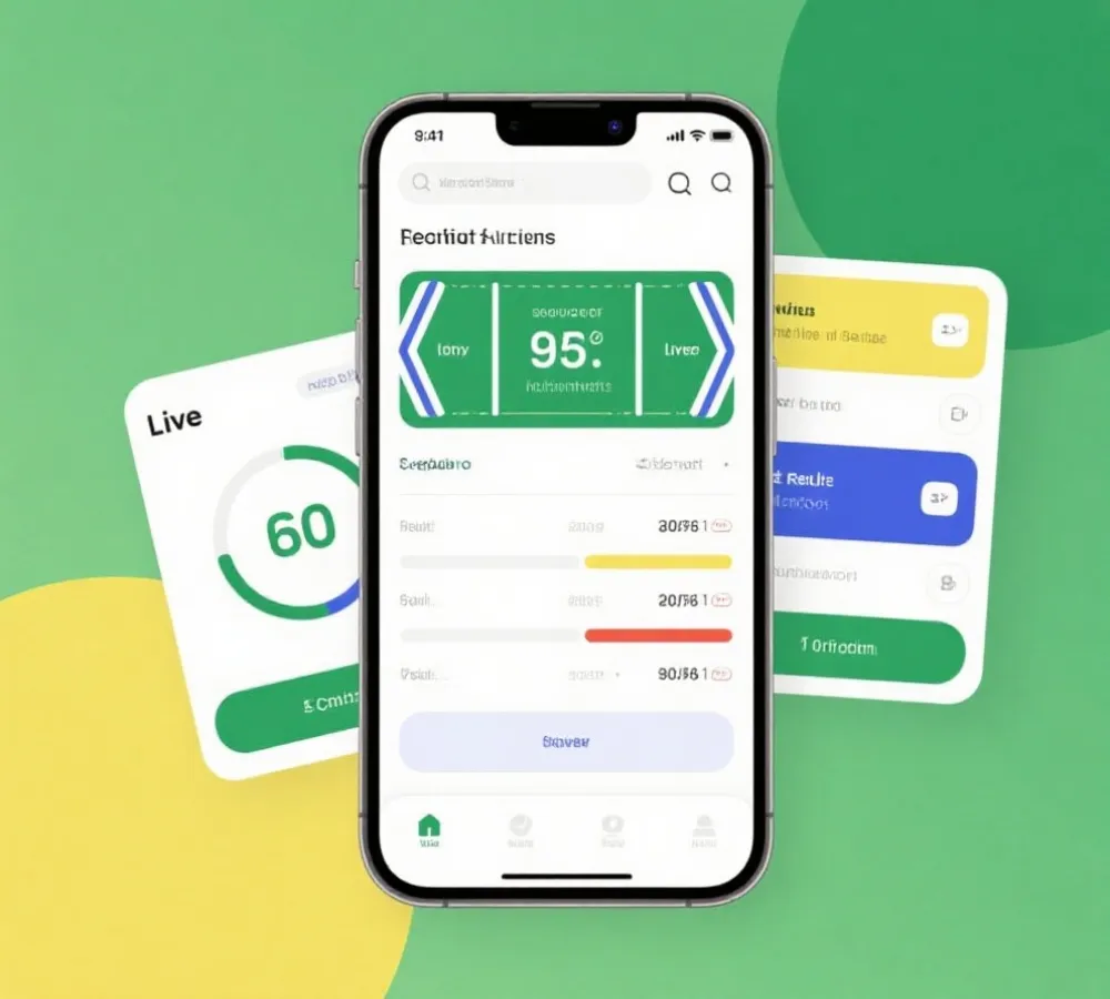 开奖公告与比分信息的移动端界面示意图